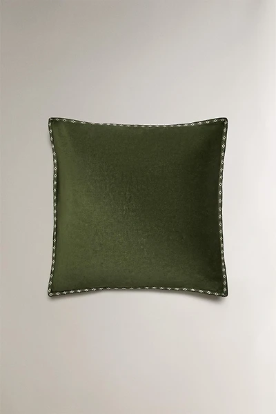 CHRISTMAS VELVET THROW PILLOW COVER WITH BORDER
