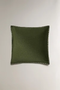 CHRISTMAS VELVET THROW PILLOW COVER WITH BORDER