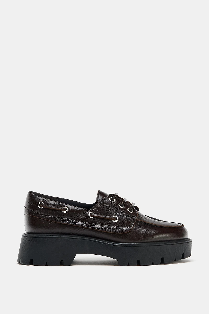 LEATHER PLATFORM LOAFERS