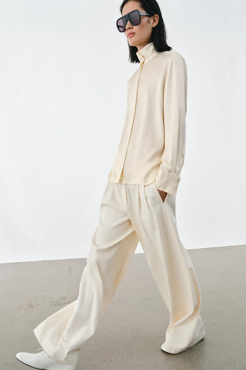 ZW COLLECTION FLOWY SATIN EFFECT SHIRT