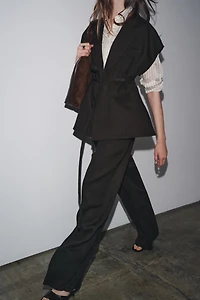 ZW COLLECTION DOUBLE BREASTED LINEN VEST