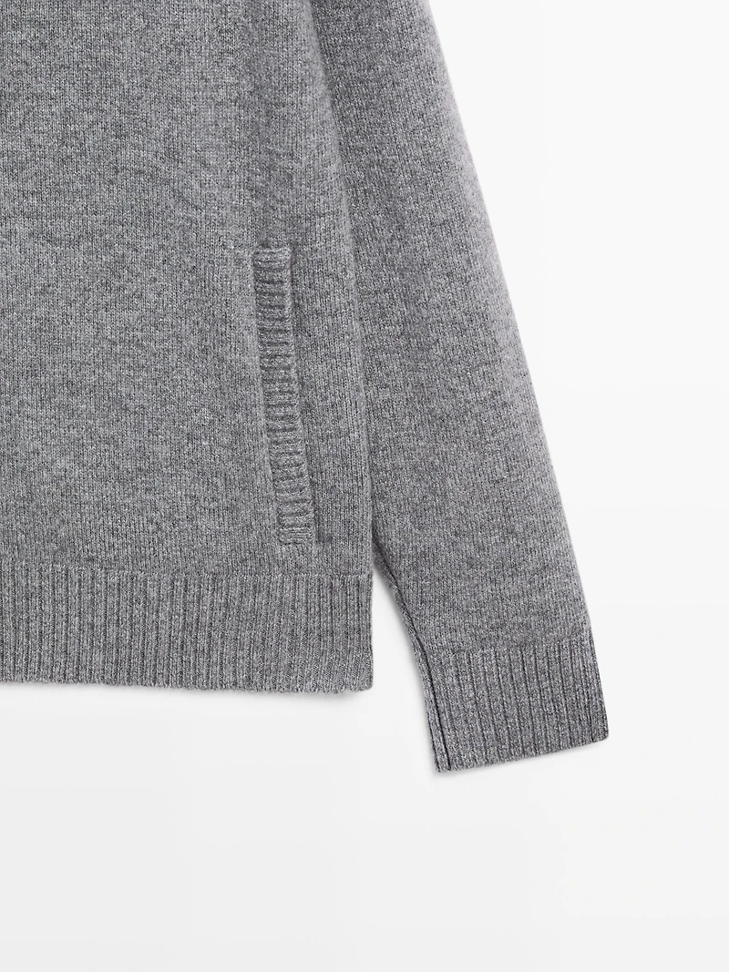 Wool blend cardigan with zip detail