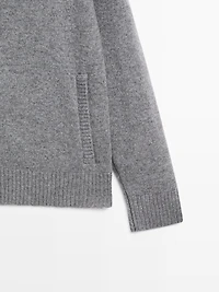 Wool blend cardigan with zip detail