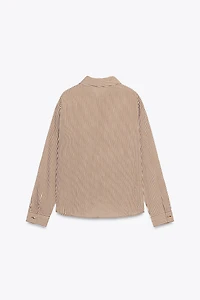 STRIPED EMBROIDERED BEADED SHIRT