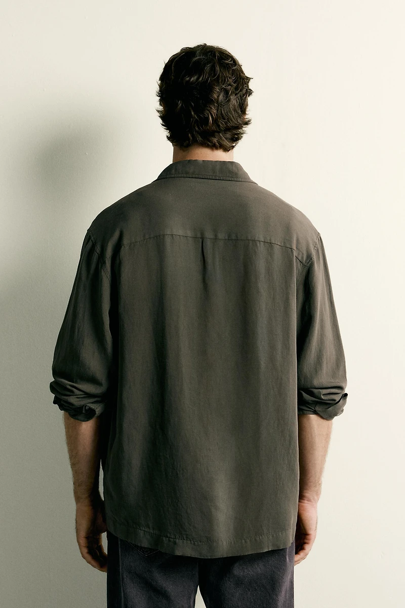 REGULAR FIT LINEN VISCOSE POLO SHIRT