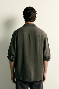 REGULAR FIT LINEN VISCOSE POLO SHIRT