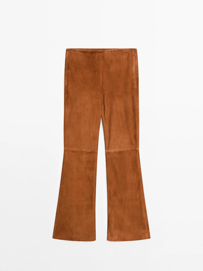 Flared suede leather trousers