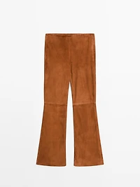 Flared suede leather trousers
