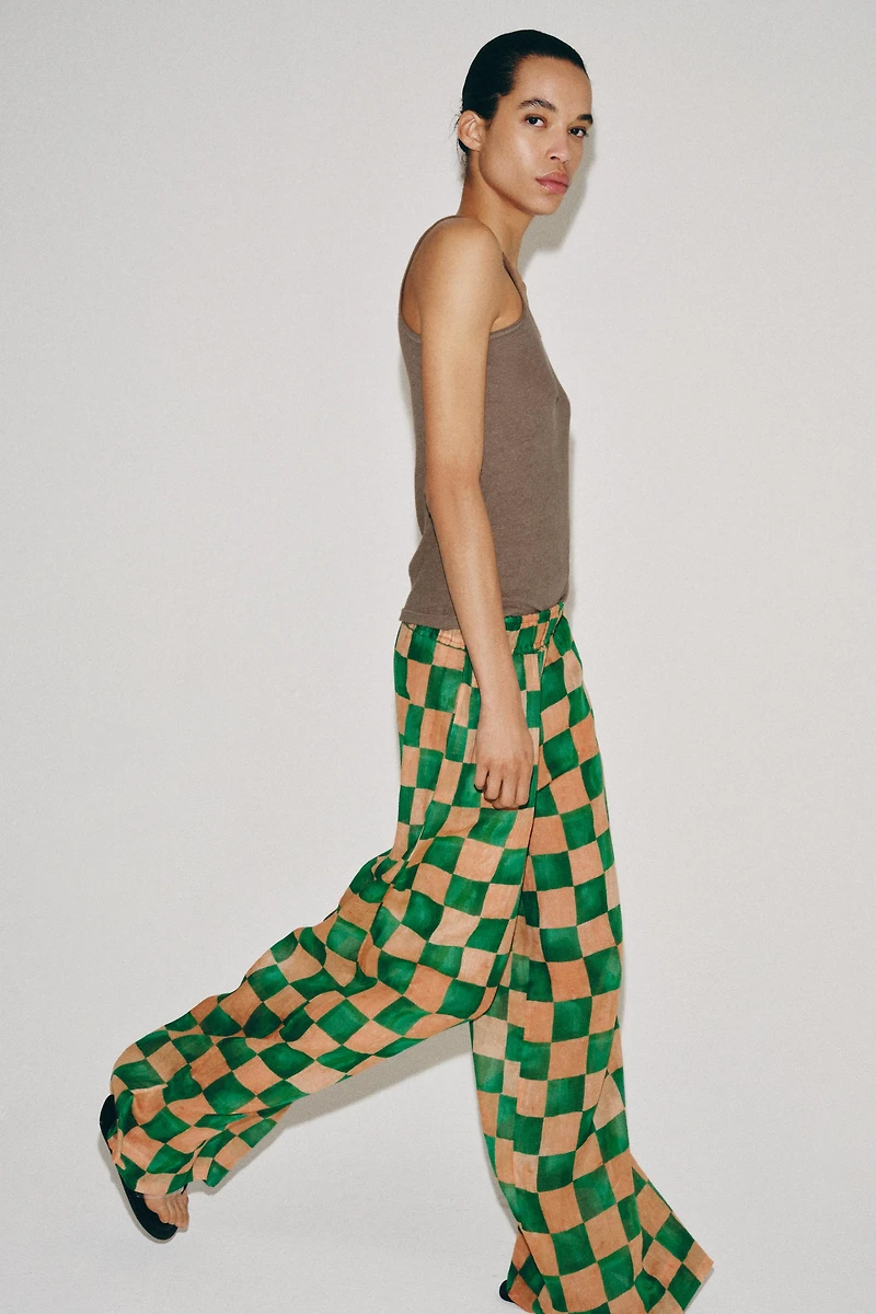PANTALON PALAZZO À CARREAUX RAMIE ZW COLLECTION