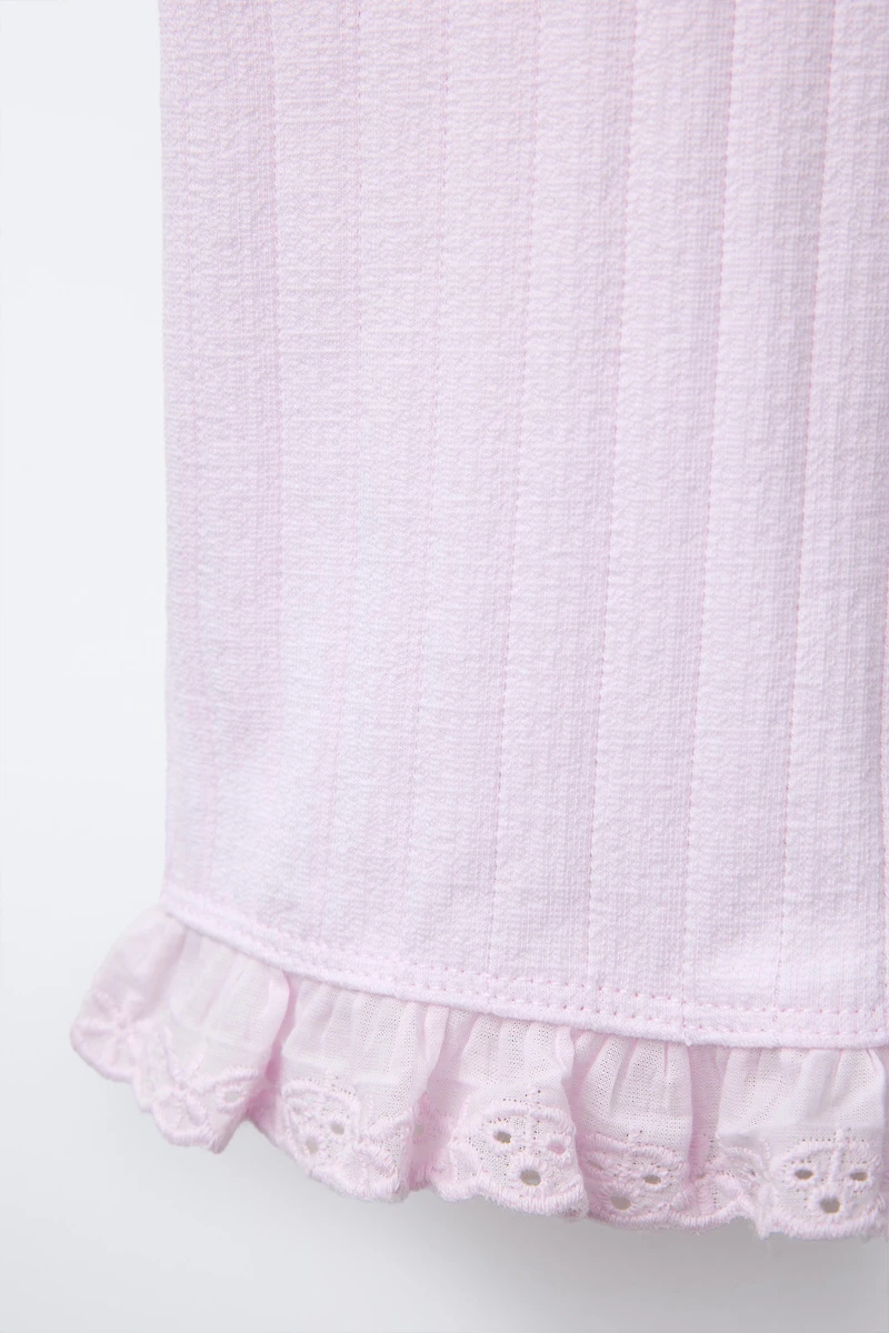 SWISS EMBROIDERED JACQUARD PANTS