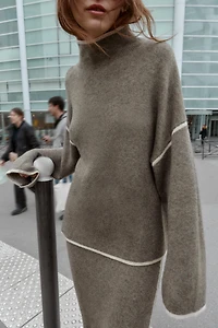 CONTRAST PIPING KNIT SWEATER