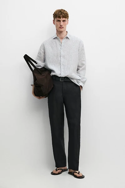 100% linen striped shirt