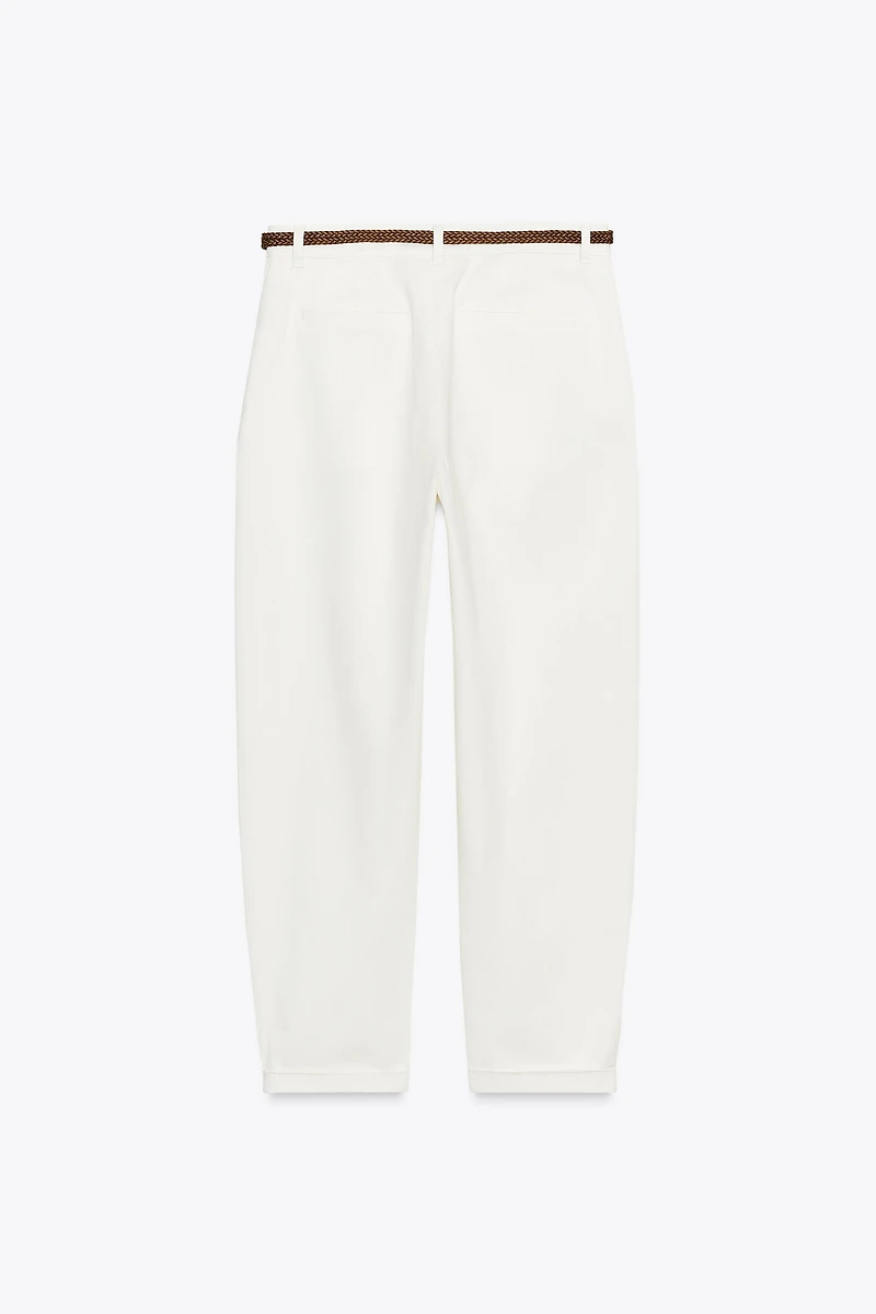 BRAIDED BELTED CHINO PANTS