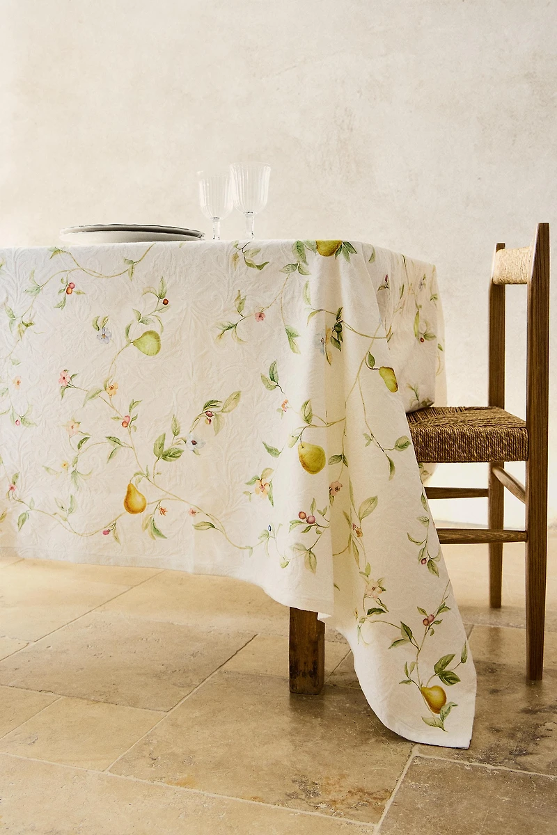 JACQUARD COTTON TABLECLOTH WITH PEARS