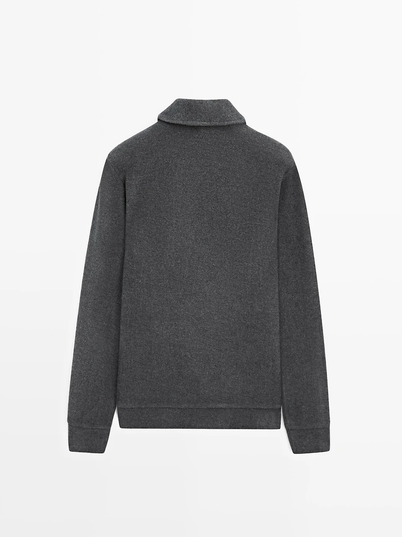 Half-zip cotton blend polo shirt