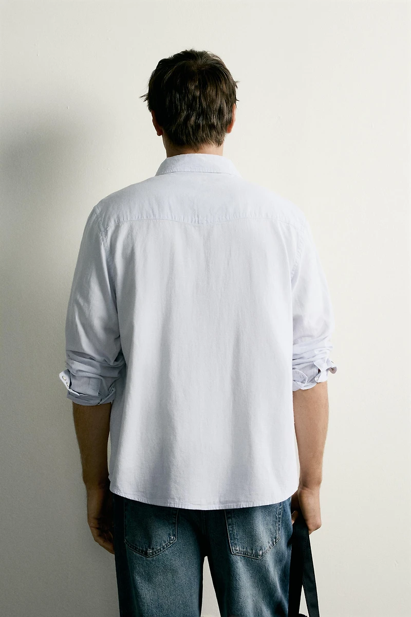 REGULAR FIT COTTON-LINEN WESTERN SHIRT