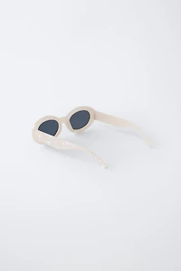 MARBLED OVAL PLASTIC SUNGLASSES