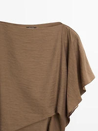 Asymmetric cape-style flowing blouse