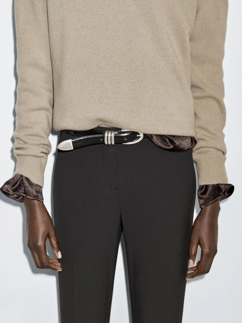 Pull à col roulé en laine mélangée