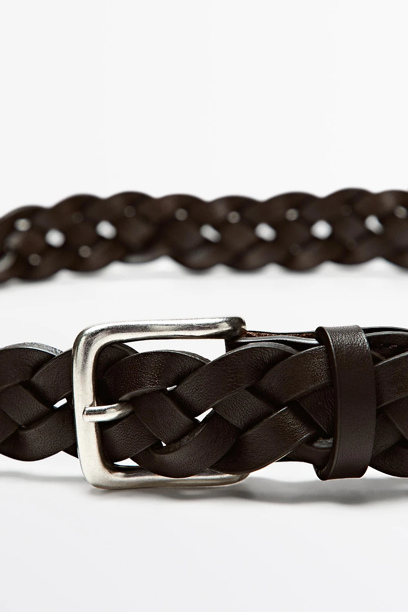 Braided nappa leather belt