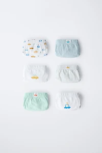 2-6 YEARS/ SIX-PACK OF DINO & CAR BRIEFS