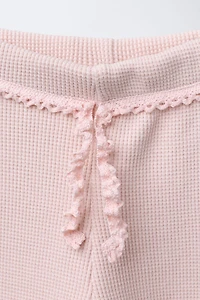 LACE DETAIL WAFFLE LEGGINGS