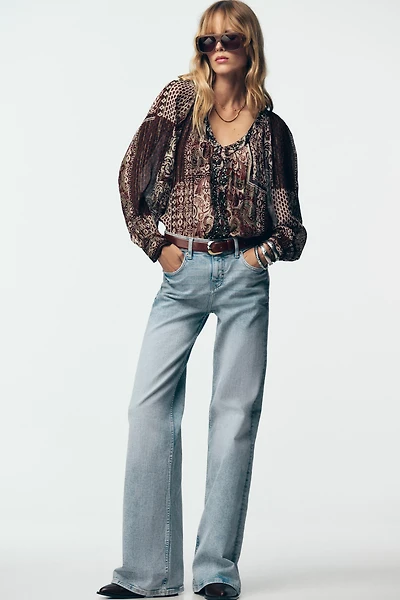 BLOUSE FANTAISIE IMPRIMÉE FIL MÉTALLISÉ