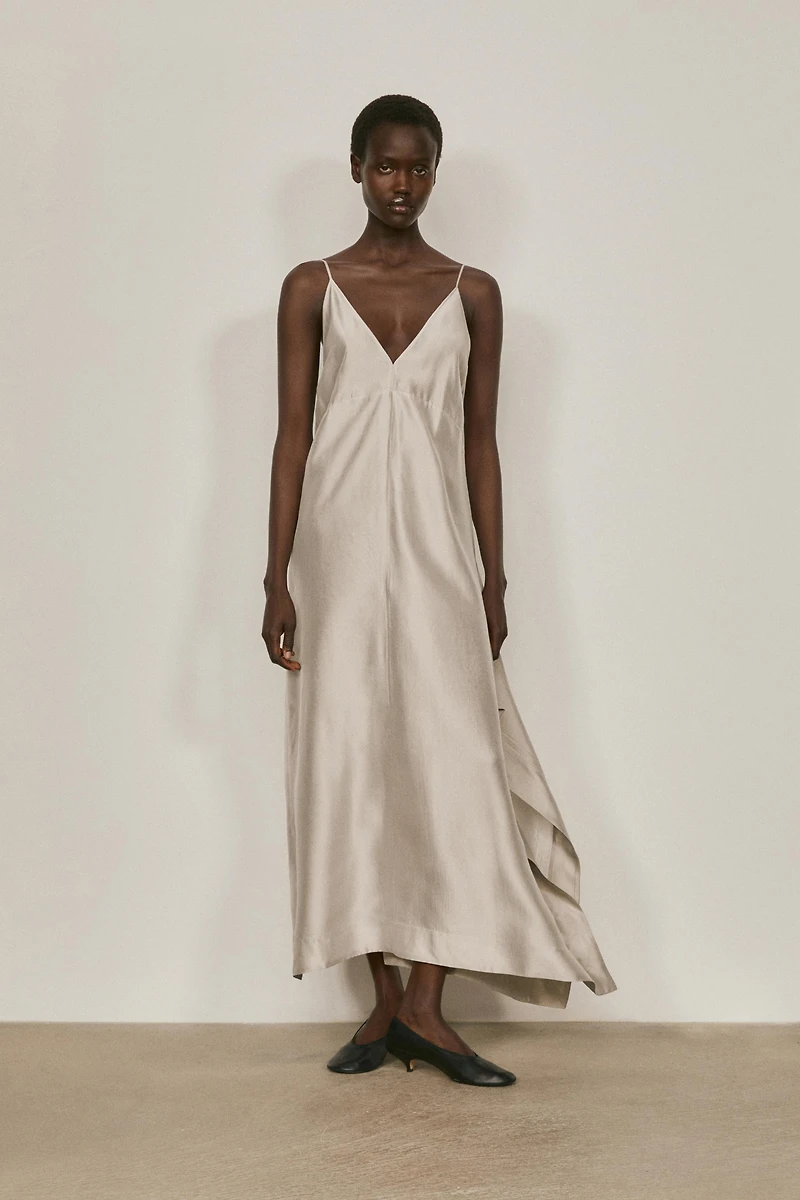 Midi slip dress with V-neckline - LIMITED EDITION