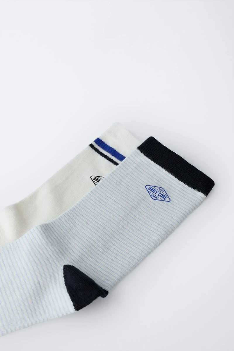TWO-PACK OF LOGO AND STRIPED SOCKS