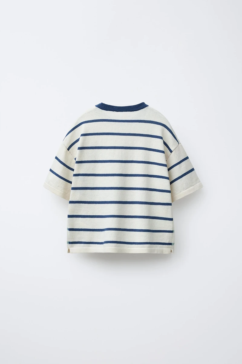 STRIPED KNIT T-SHIRT