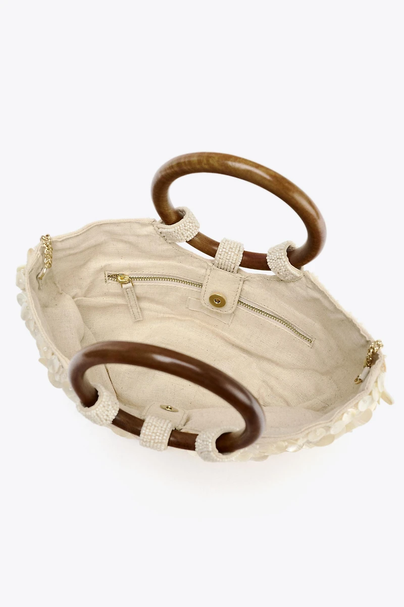 FAUX MOTHER-OF-PEARL APPLIQUÉ BAG