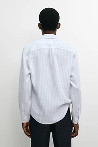 Extra-fine 100% linen striped shirt