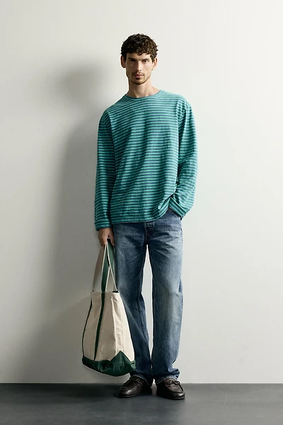 RELAXED FIT STRIPED JACQUARD T-SHIRT