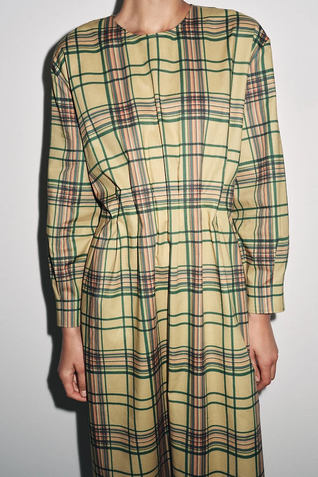 Zara ZW COLLECTION PLAID MIDI DRESS | Place Rosemre