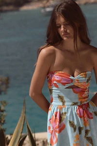 FLORAL POPLIN MIDI DRESS