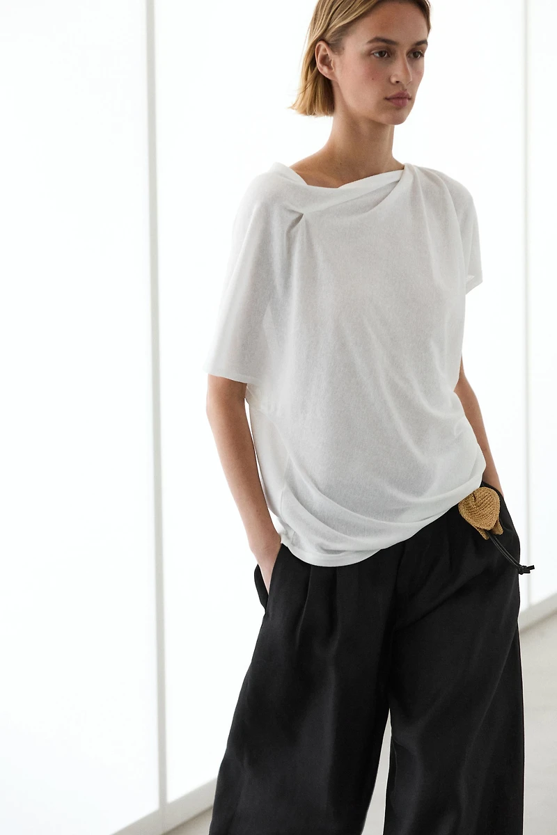 T-shirt fluide manches courtes effet crêpe