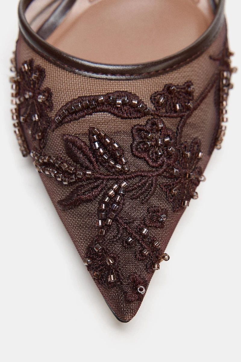 CHAUSSURES À TALONS EN MESH ET BRILLANTS