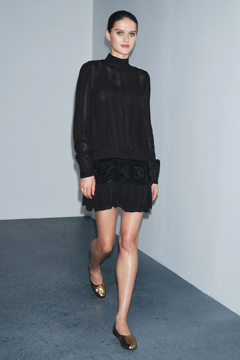 EMBROIDERED SASH COMBINATION DRESS ZW COLLECTION