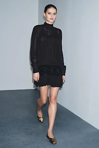 EMBROIDERED SASH COMBINATION DRESS ZW COLLECTION