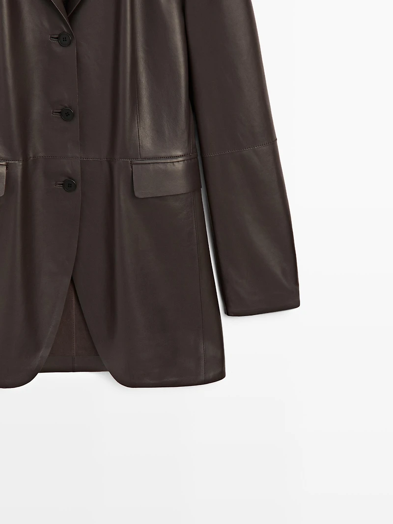 Blazer à col revers en cuir - STUDIO