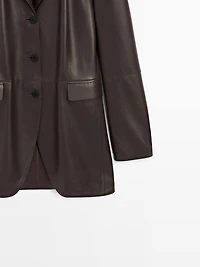 Blazer à col revers en cuir - STUDIO