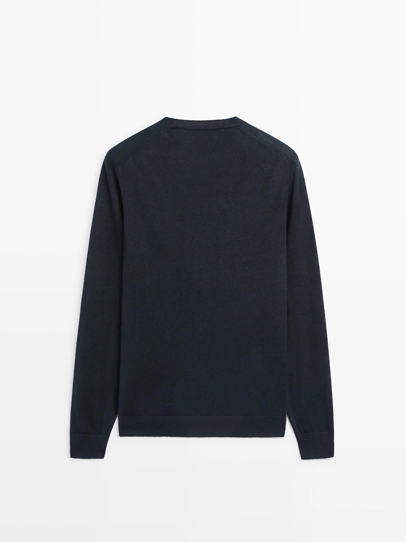 100% linen knit crew neck sweater