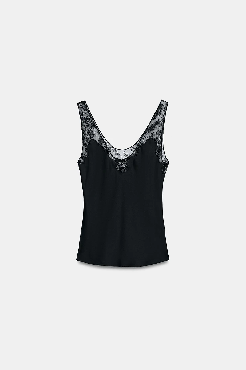 SATIN EFFECT LACE TOP ZW COLLECTION