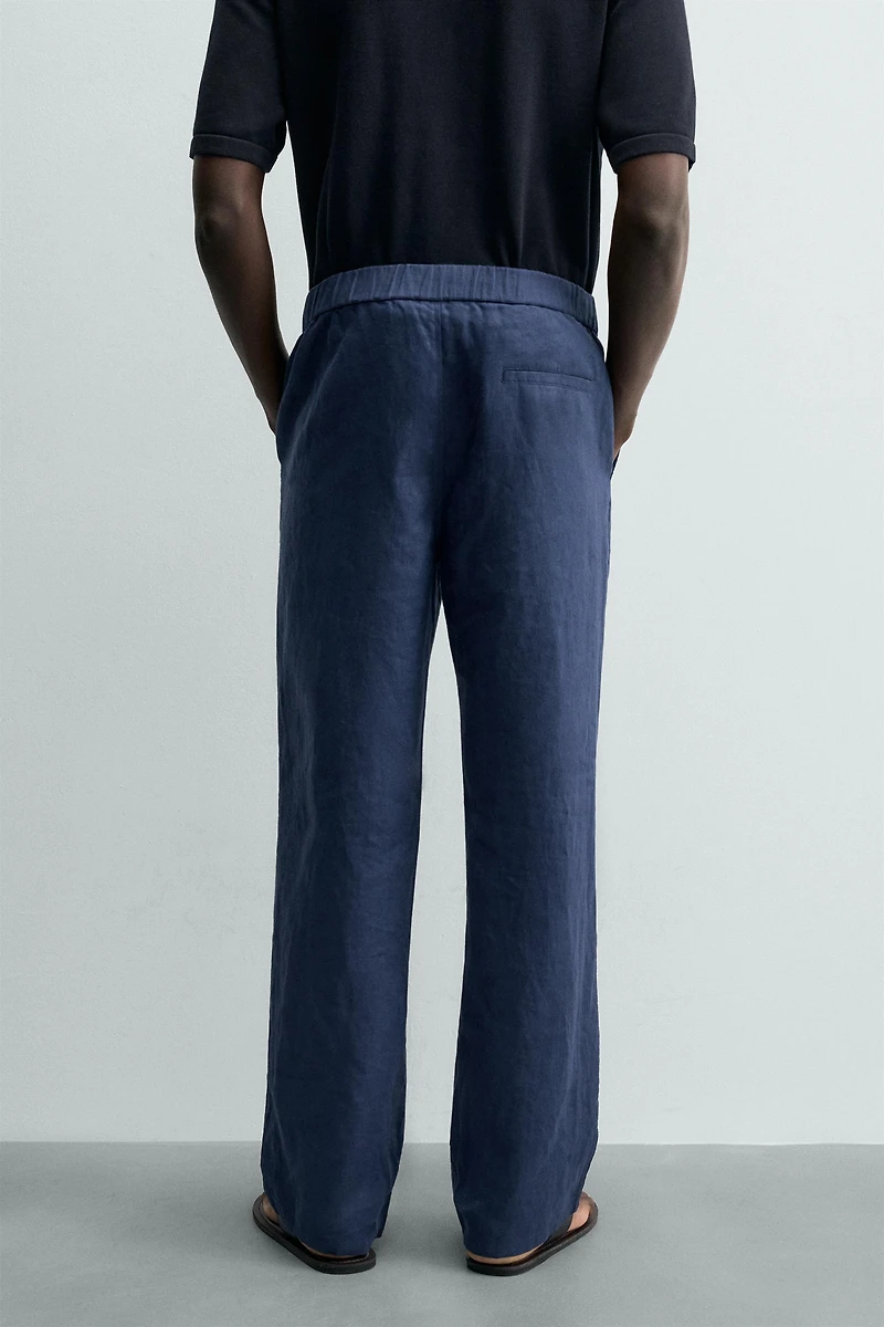 100% LINEN REGULAR FIT PANTS