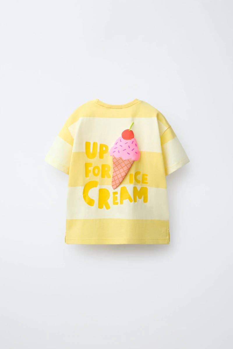 T-SHIRT À RAYURES ET IMPRIMÉ FRUITS EN RELIEF