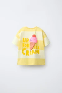 T-SHIRT À RAYURES ET IMPRIMÉ FRUITS EN RELIEF