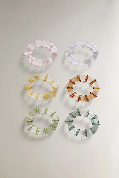 SET OF GLASS NAPKIN RINGS (SET OF 6)