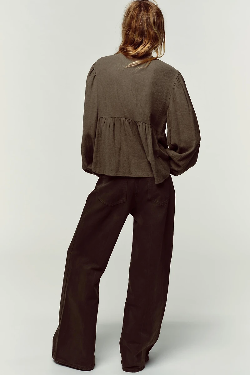 EMBROIDERED BIB BLOUSE