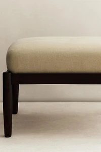 WOOD AND LINEN FOOTREST STOOL