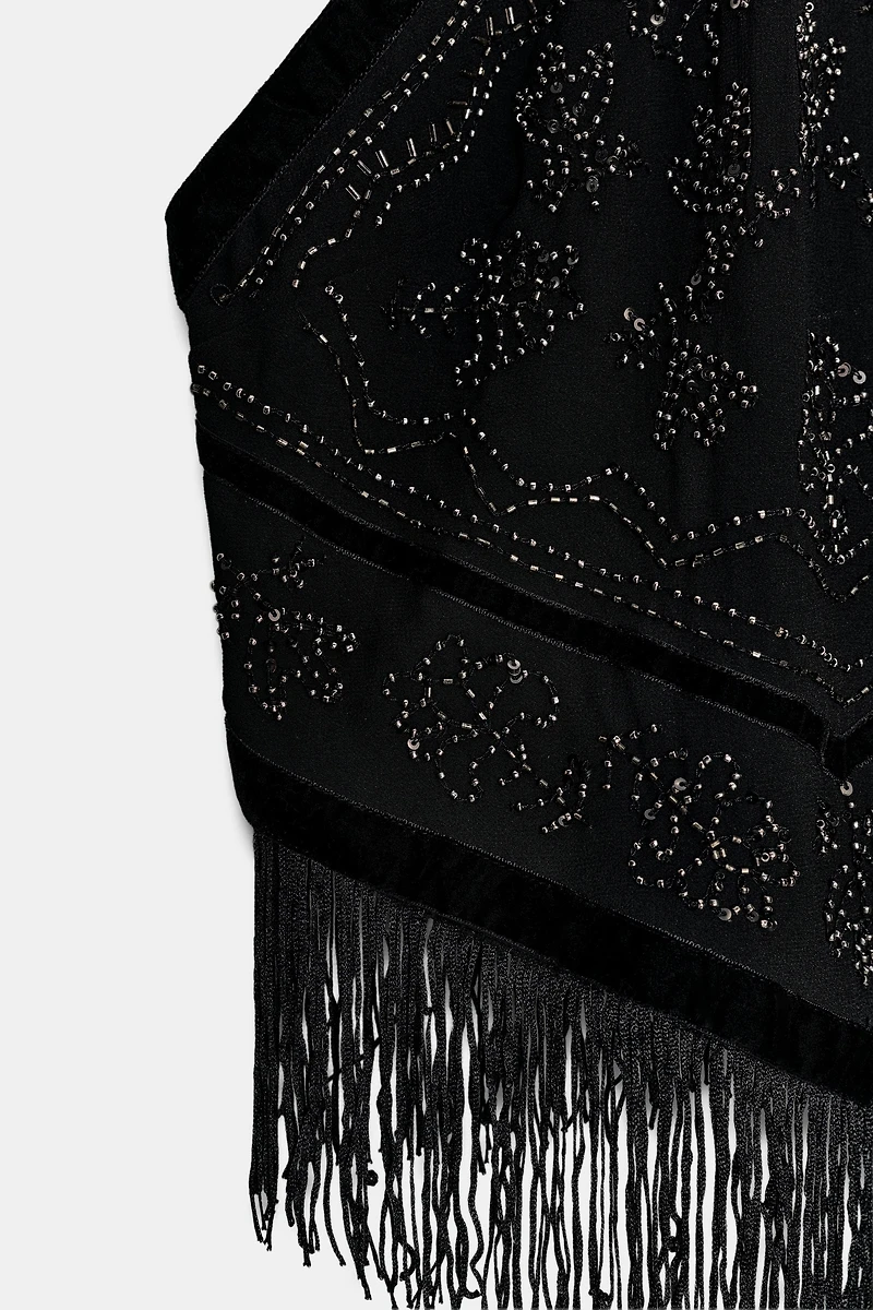 BEADED HALTER GEORGETTE TOP